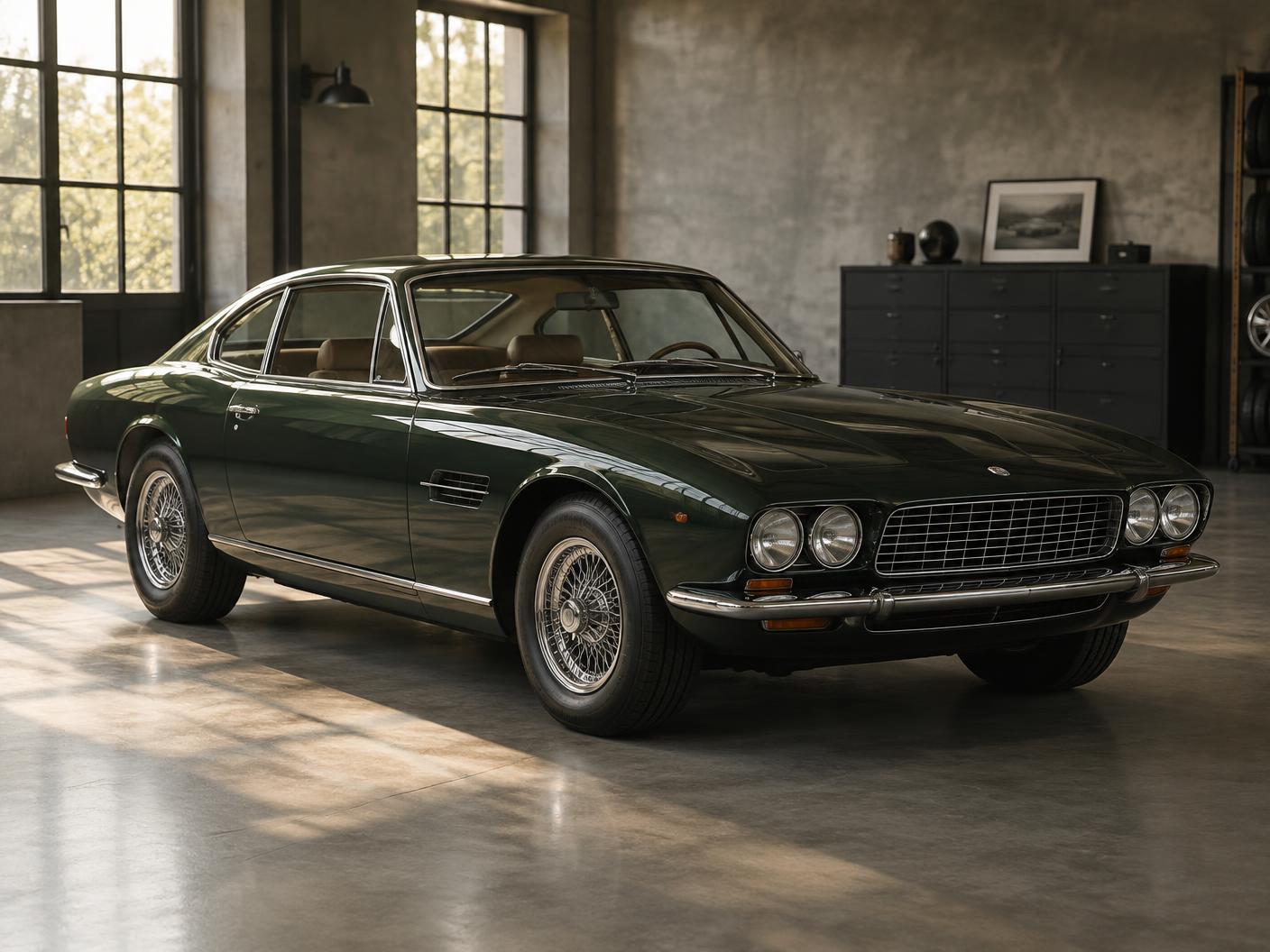 Klassieke Mercedes-Benz in een lichte werkplaats
