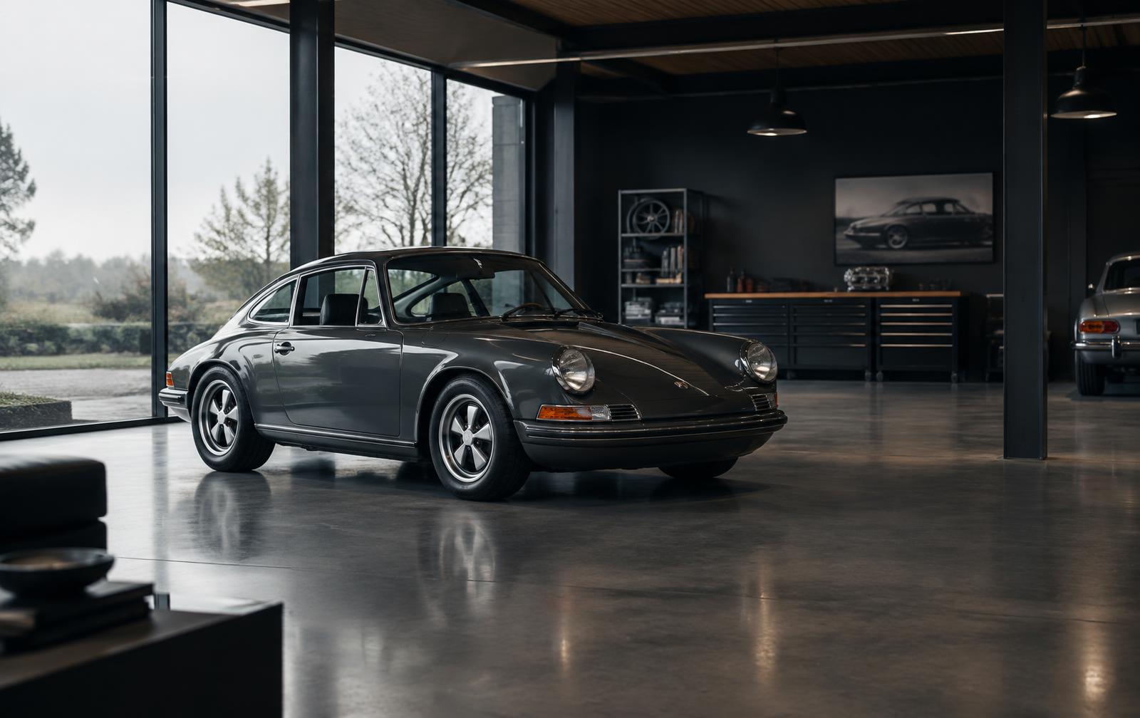 Klassieke sportwagen in de showroom van DNA Classics